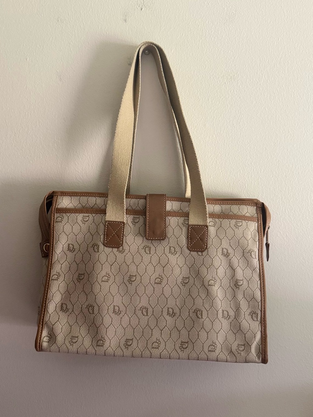 Christian Dior Honeycomb Canvas Tote Bag